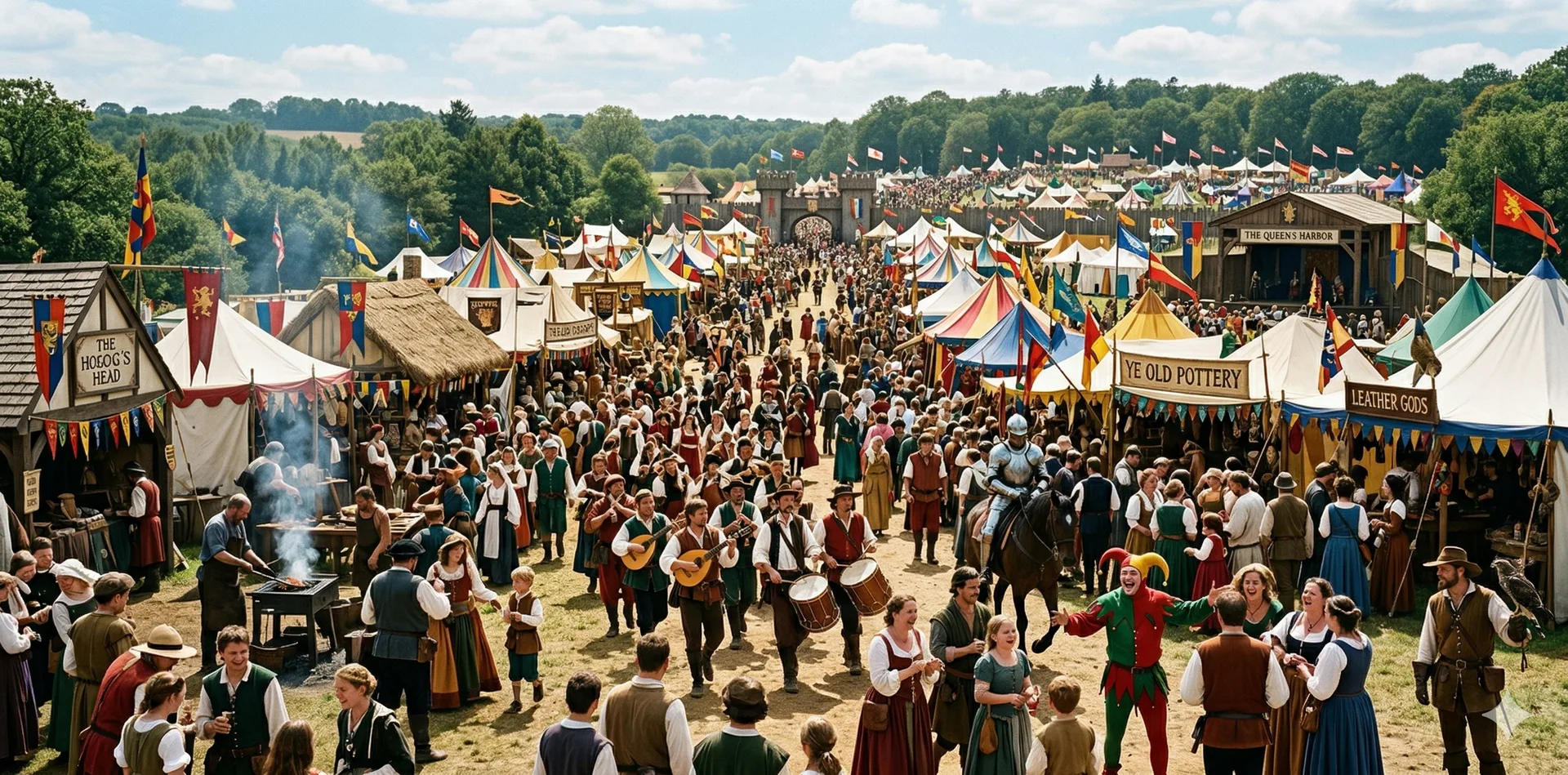 Renaissance faire crowd scene